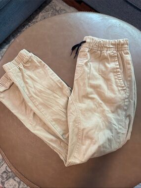 Men's Lightweight Tan Jogger Pants with Elastic Waist